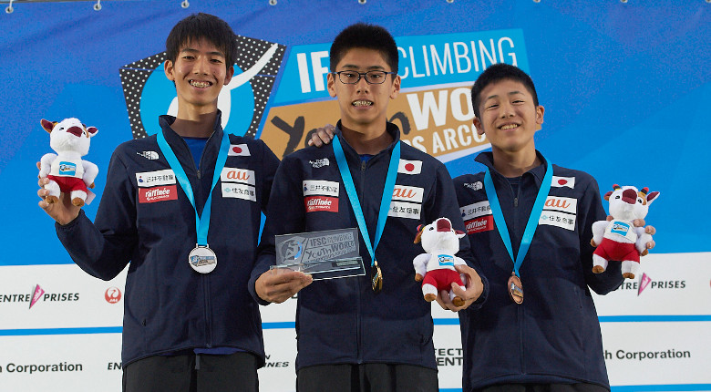 ユースB男子で表彰台独占！日本勢が金2銀3銅1を獲得／IFSC世界ユース選手権2019【リード／ユースB男女＆ジュニア男子】