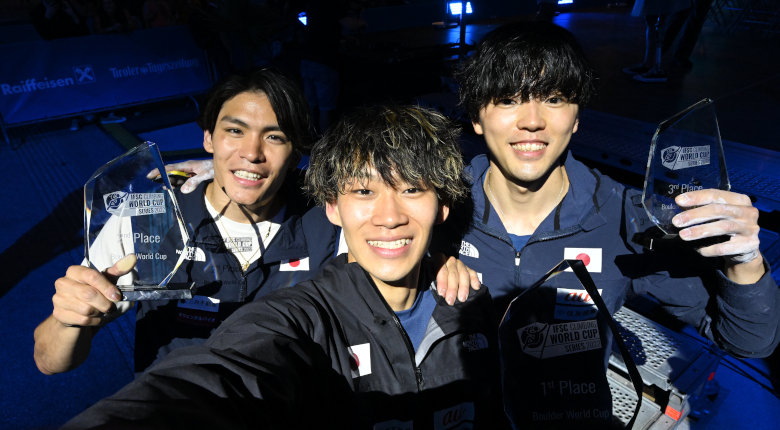 緒方1位、楢崎2位、藤井3位　ボルダリングW杯男子年間表彰台を日本勢が初独占