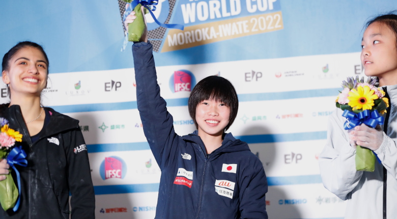 森秋彩が圧巻の優勝　両種目90ポイント以上獲得で全ラウンド1位【クライミングW杯盛岡大会】