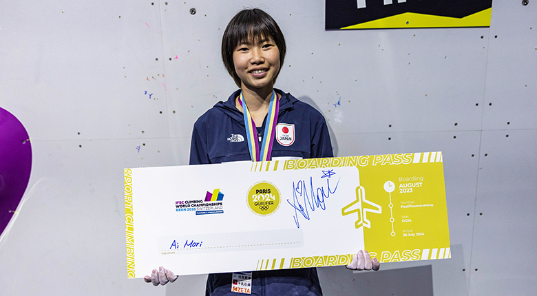 森秋彩が念願のパリ五輪内定！ 得意のリードで逆転3位【クライミング世界選手権2023】