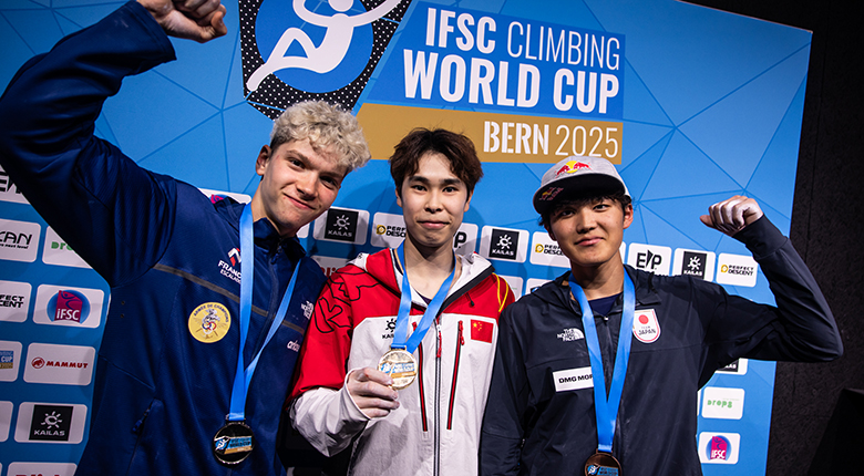 安楽宙斗が今季5戦連続表彰台となる3位　3年連続年間Vも確定【ボルダーW杯2025 第5戦ベルン大会】