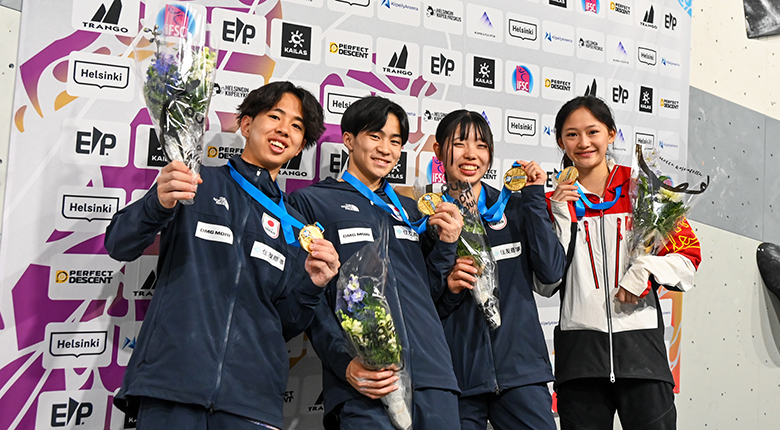 ボルダーで山田、村越、濱田が金　U-17男子は日本勢が表彰台独占【クライミングユース世界選手権2025】